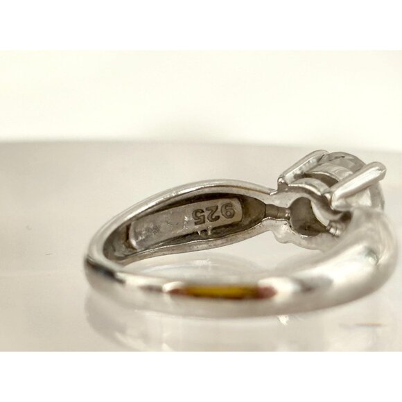 Minimalist Solitaire Cocktail Chunky 925 Sterling Silver Vintage Ring - sz 5 - Picture 6 of 16